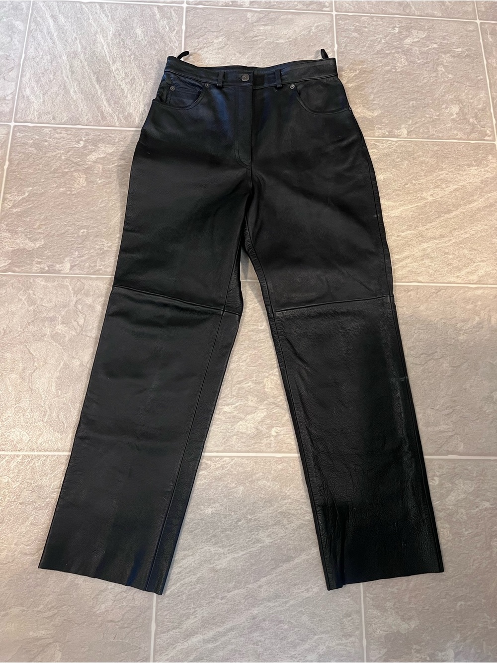 First Leather Apparel Black Leather Riding Pants Jeans Size 12